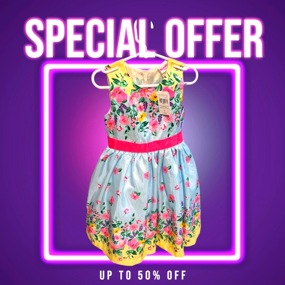 Floral Dress with Pink and Yellow Accents